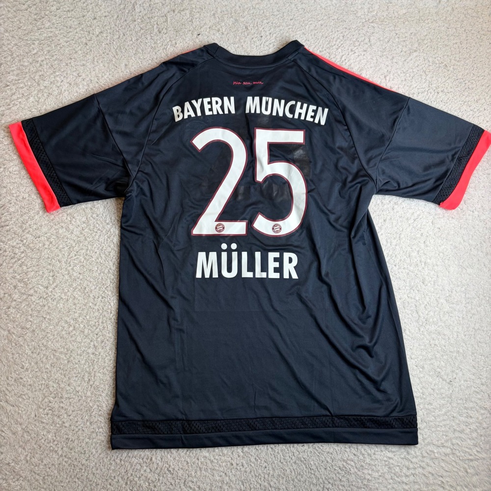NEW Adidas Bayern Munchen Muller 25 Jersey Navy Blue Red XL G87445 2015-16 Away